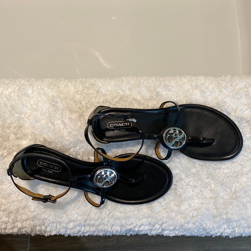 Coach black leather sandal